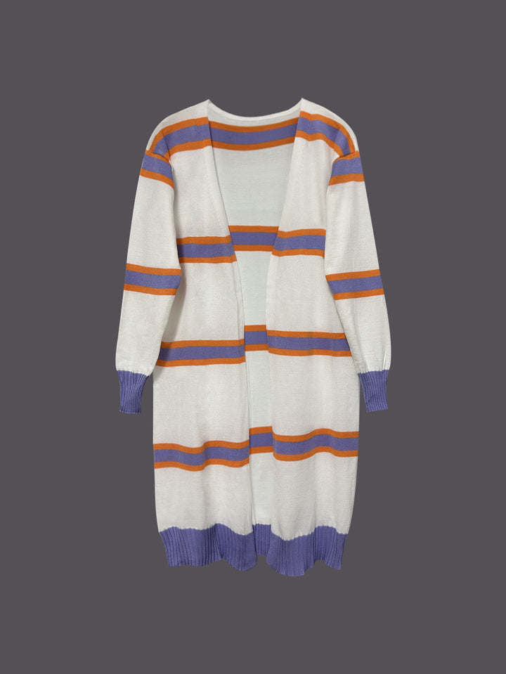 Femme Stilig Åben Cardigan med Stribet Mønster Stilla