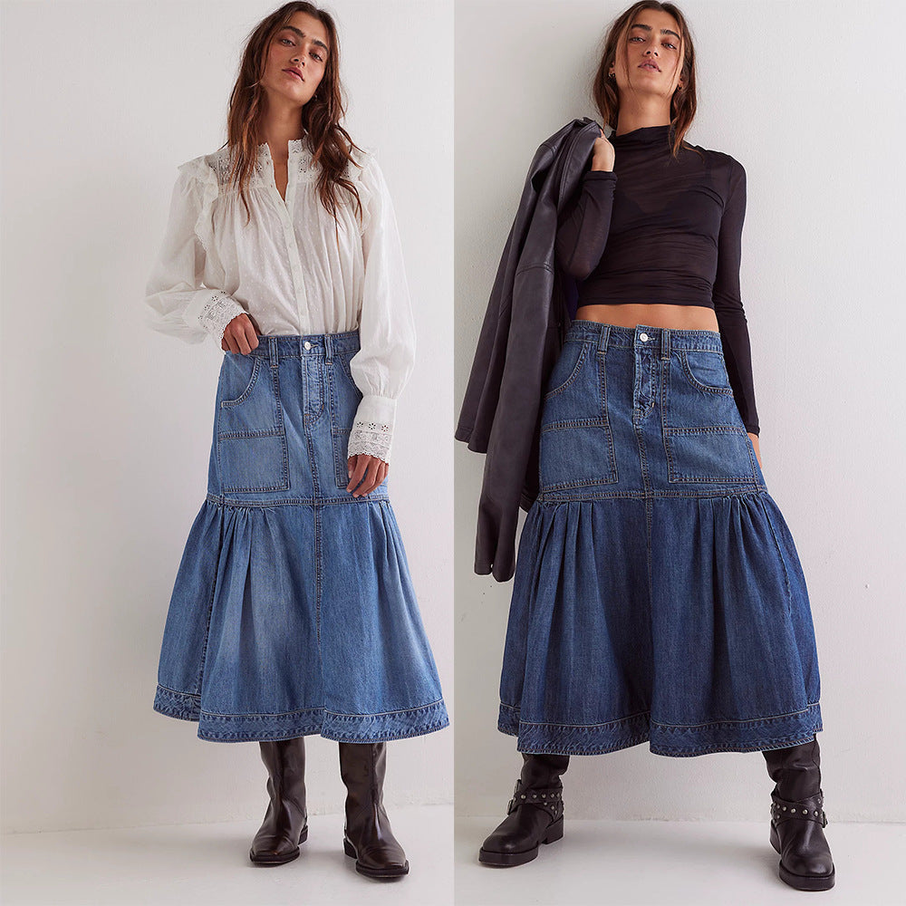 Dame jeansnederdel i boho-stil fra Stilla