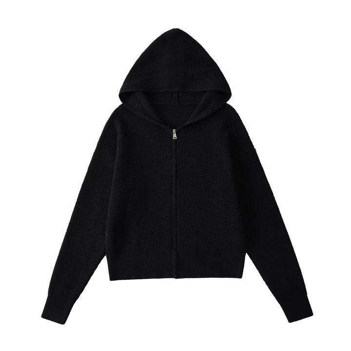 Dame hoodie jakke lavet af blødt strikmateriale med lynlås og moderne design Stilla