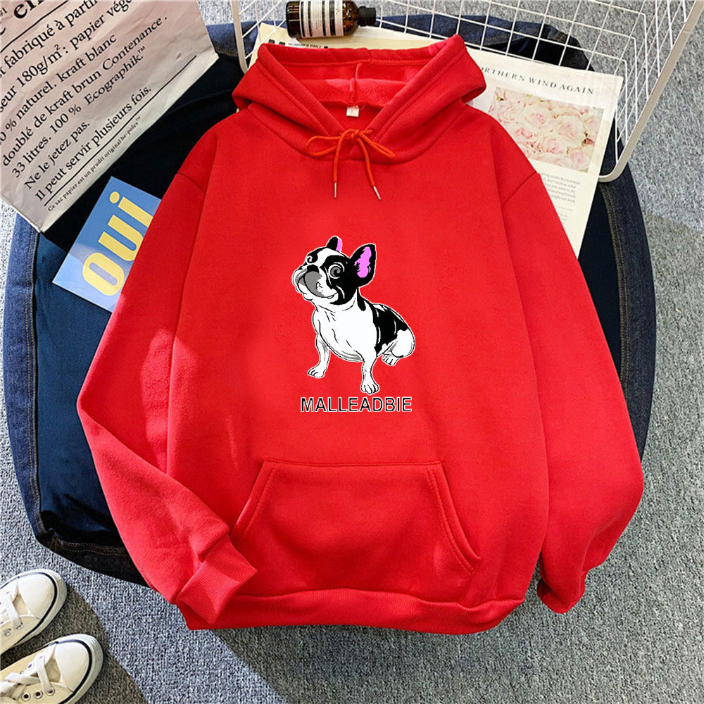 Kvinders hoodie med kreativt fransk bulldogdesign Skovae