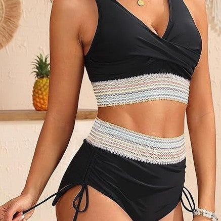 Dame bikini sæt med kreativt indpaknings top og højt skåret trusse Stilla