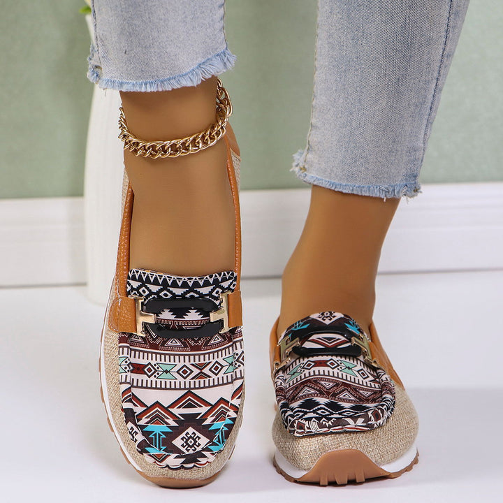 Dame Slip-On Mokasiner med trendy etno-design og polstret sål Stilla