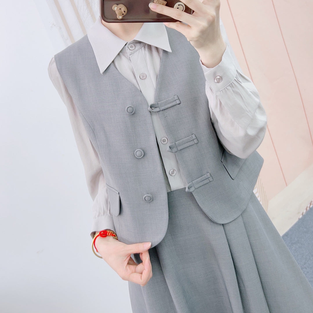 Dame elegant vest-nederdel kombination Stilla