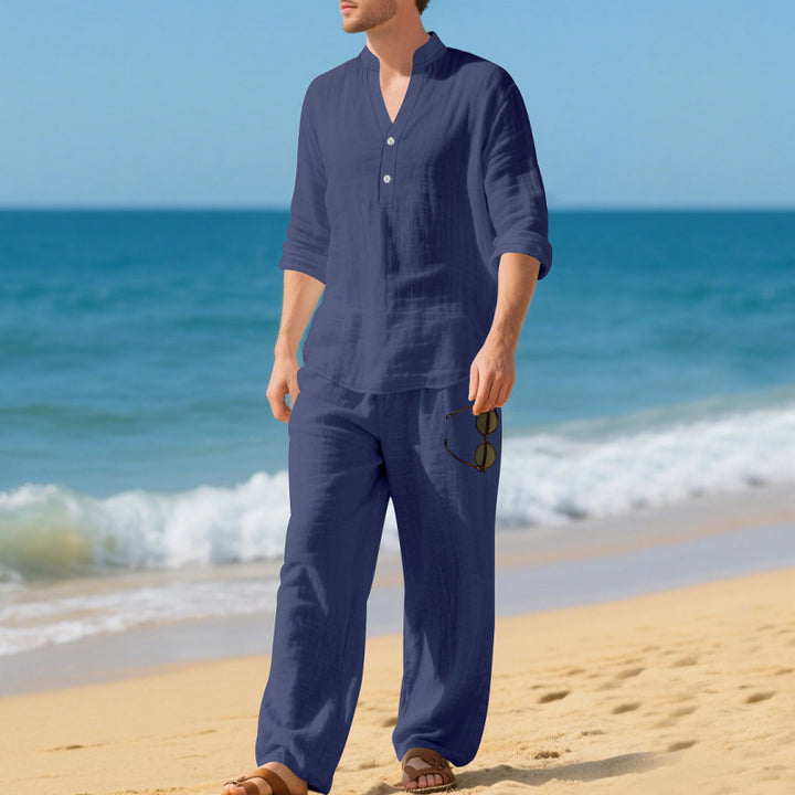 Herrer afslappet strandoutfit med praktisk knapdesign og elastisk bånd Stilla