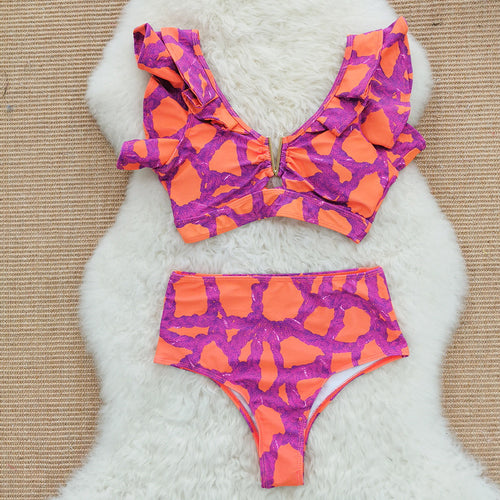 Dame Bikini-sæt med legende ruffled design og høj talje Stilla