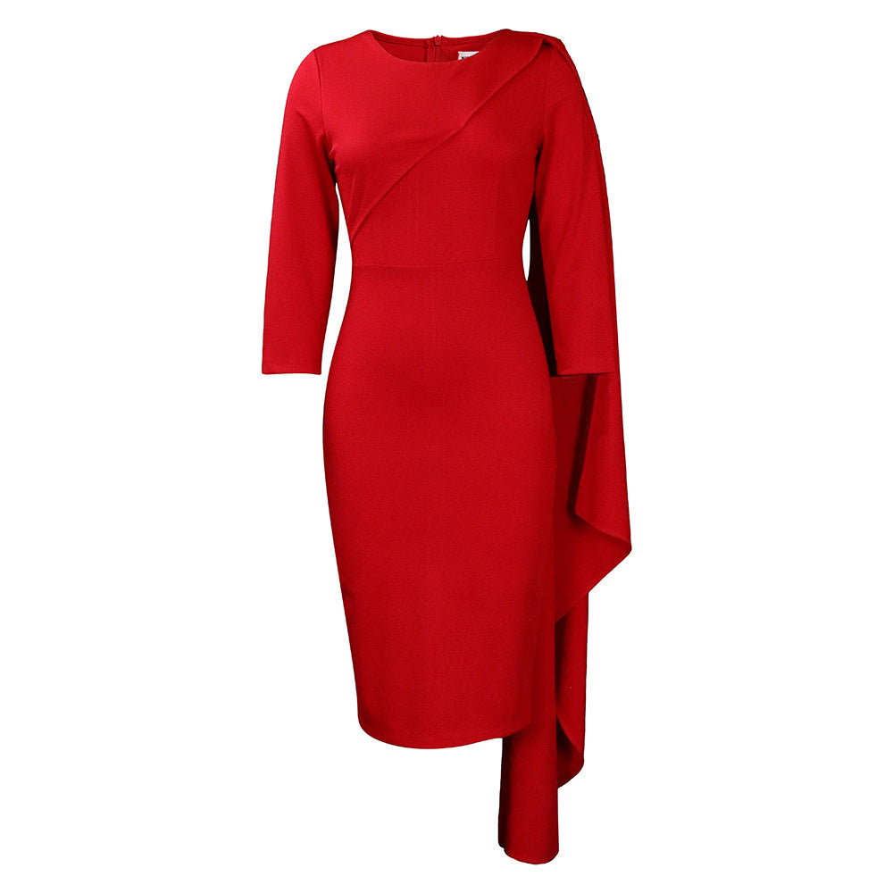 Dame elegant aftenkjole med asymmetrisk snit og flydende drapering Stilla