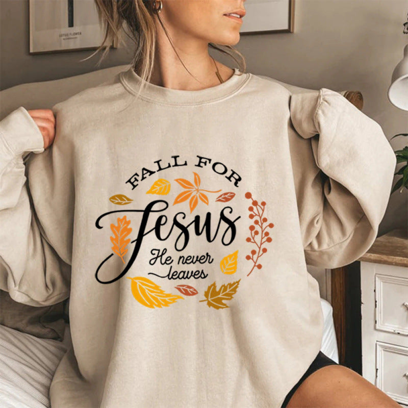 Kvinders sweatshirt med inspirerende botanisk efterårsdesign og behageligt blødt inderfor Stilla