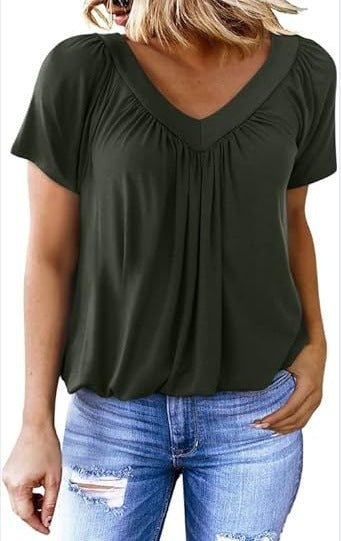 Dame Relaxed Fit V-Hals Bluse Stilla