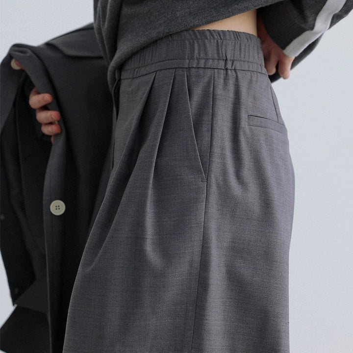 Dame elegant højvandsbukser med moderne folder og elastisk bælt Stilla