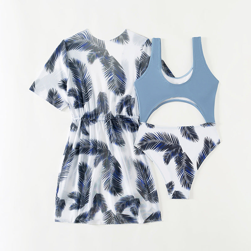 Dame To-delt Badetøj-Sæt med moderne Cut-Out-design og afslappet Kimono Stilla