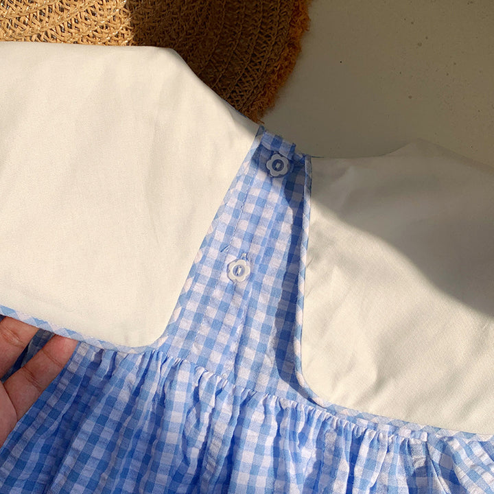 Pigeænder broderet gingham kjole Stilla