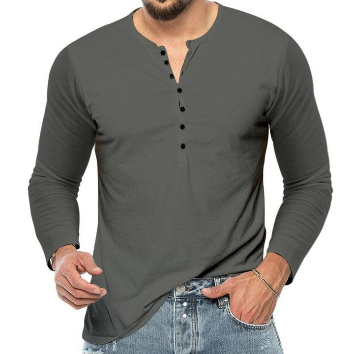 Herrer langærmet Henley-T-shirt lavet af kvalitetsbomuld Stilla