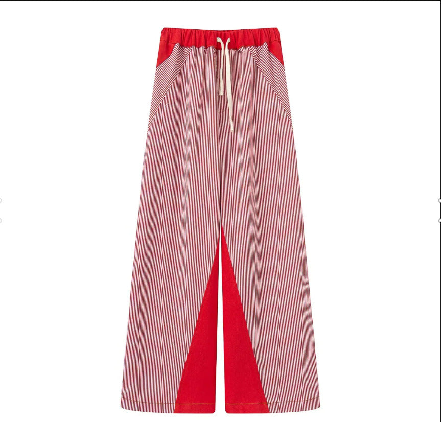 Dame bred stribepants med elastisk talje og praktiske lommer Stilla