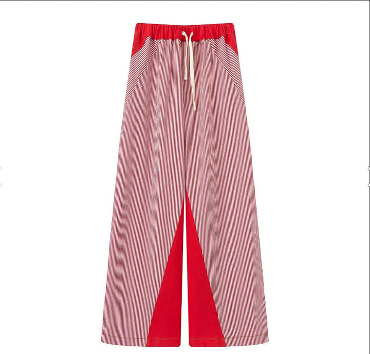 Dame bred stribepants med elastisk talje og praktiske lommer Stilla