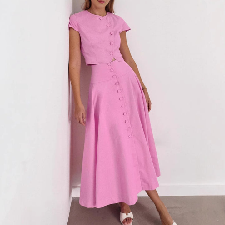 Dame Elegant og luftig Midi-kjole med knapfri overdel Stilla
