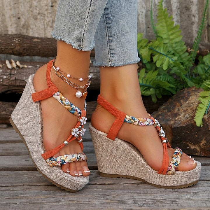 Dame Wedge-sandaler med blomstret detalje og skridsikker sål Stilla