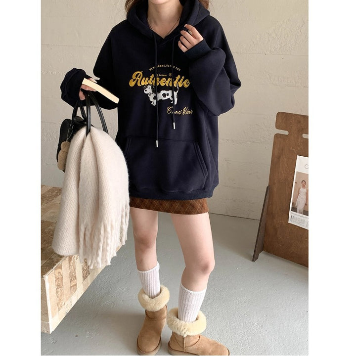 Dame Oversized Hoodie med Kreativ Print Stilla