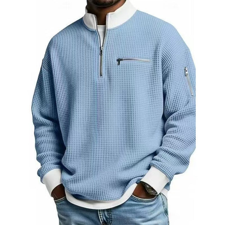 Mænds sweatshirt med høj krave og praktisk lynlås Skovae