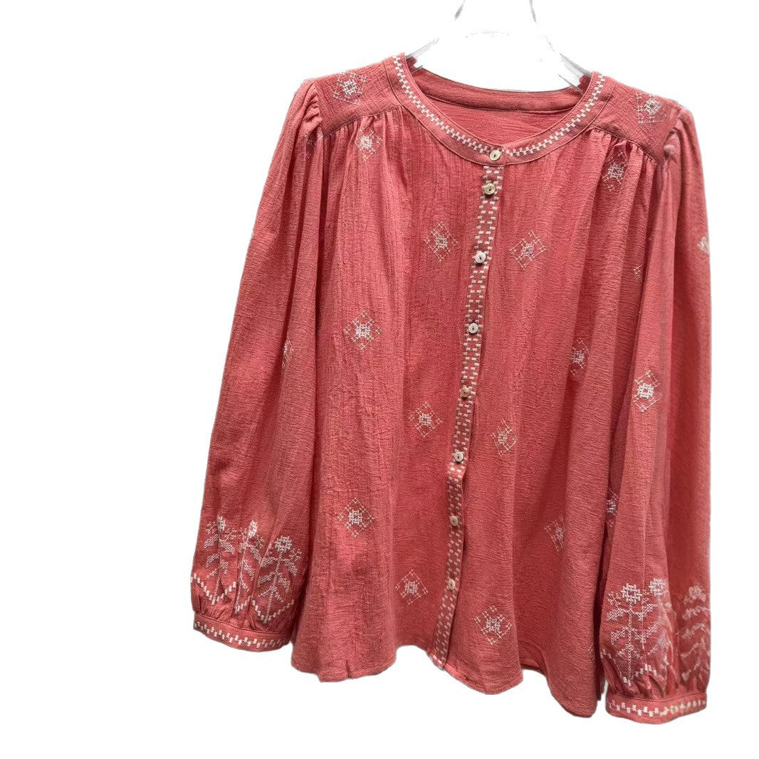 Dame romantisk bluse med broderet design og afslappet snit Stilla