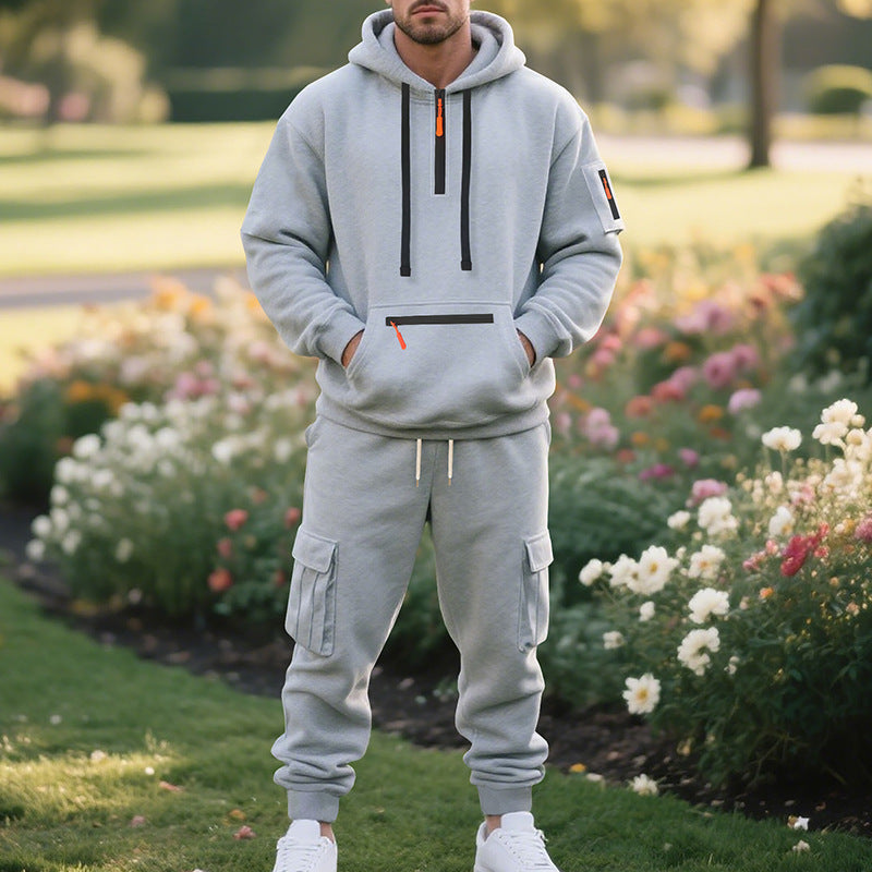 Herrer sporty hoodie sæt med funktionelle lommer og åndbare egenskaber Stilla
