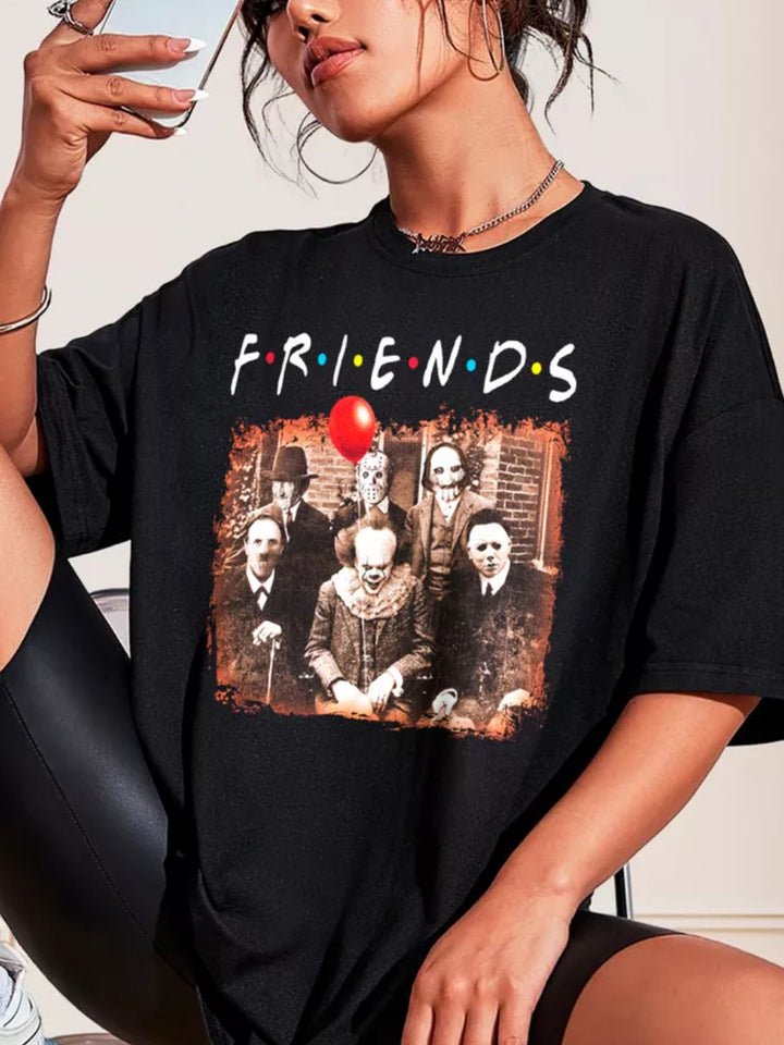 Dame T-shirt med unikt horror motiv og kreativ kunstnertryk Stilla
