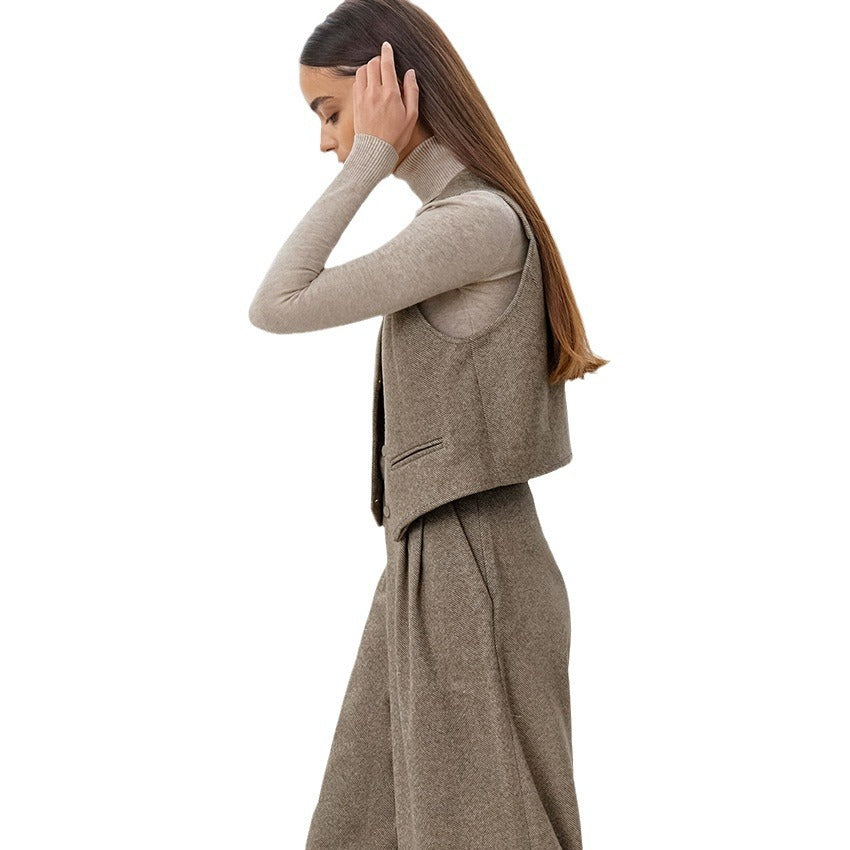 Dame elegant vest og bred bukse ensemble Stilla
