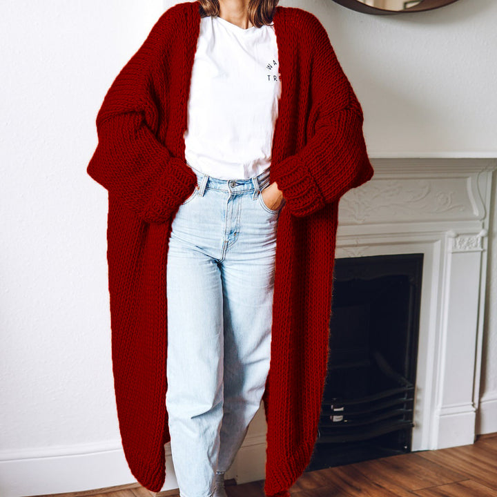 Kvinders chunky strik cardigan med behagelig oversized pasform og dybe lommer Stilla
