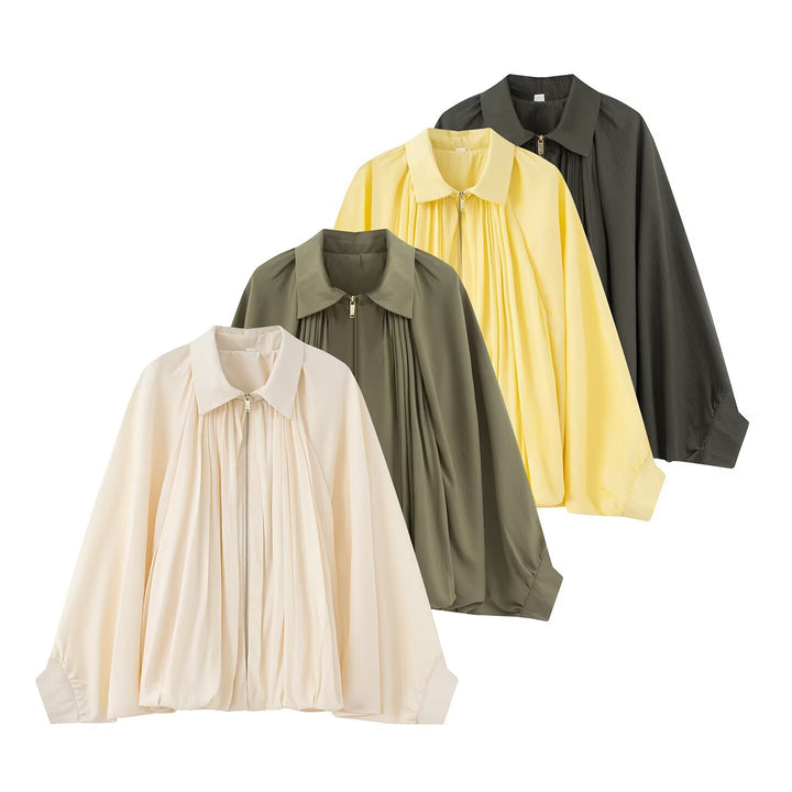 Dame Oversized Blusenjakke med Drapering Stilla