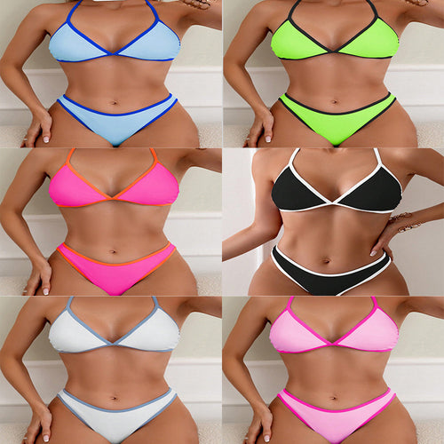 Dame Triangel-Bikini med moderne design og kontrasterende detaljer Skovae