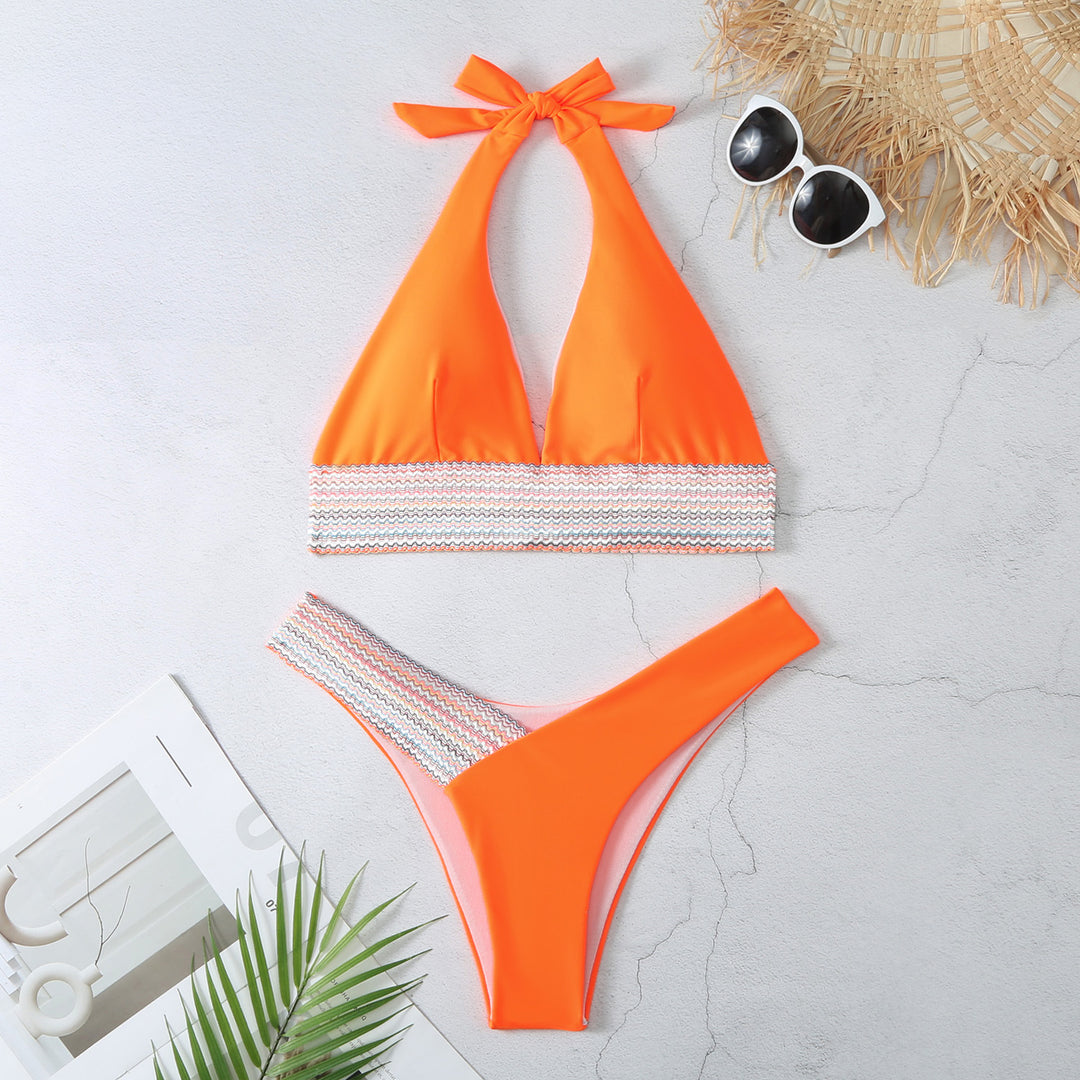 Dame triangel-bikini med justerbar halterneck-design og sidelange cut-outs Stilla