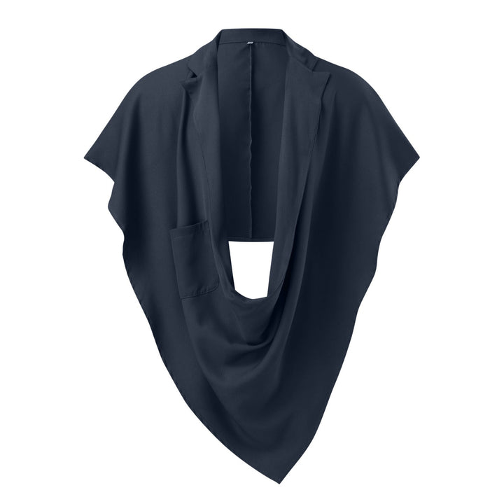 Dame nan Cape-blazer med sjalkragen åben front påsat lomme og spidse zipfelsaum Skovae