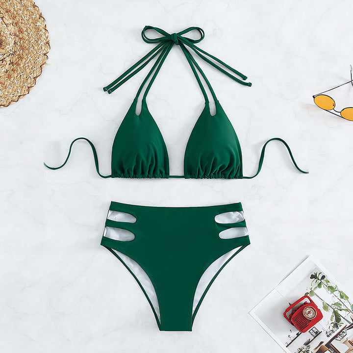 Dame Højskåret Triangel-Bikini med innovativt Cut-Out-Design Skovae