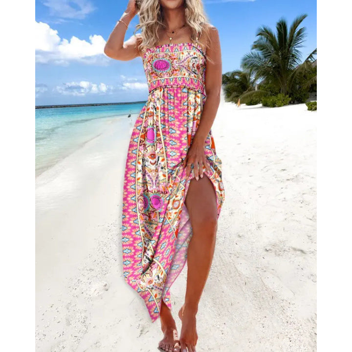 Dame Bohemian Paisleytrykt Maxi Kjole med justerbare stropper Stilla