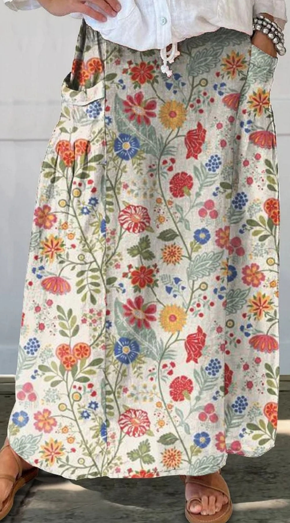 Stilla | Blomstret Maxi-Nederdel