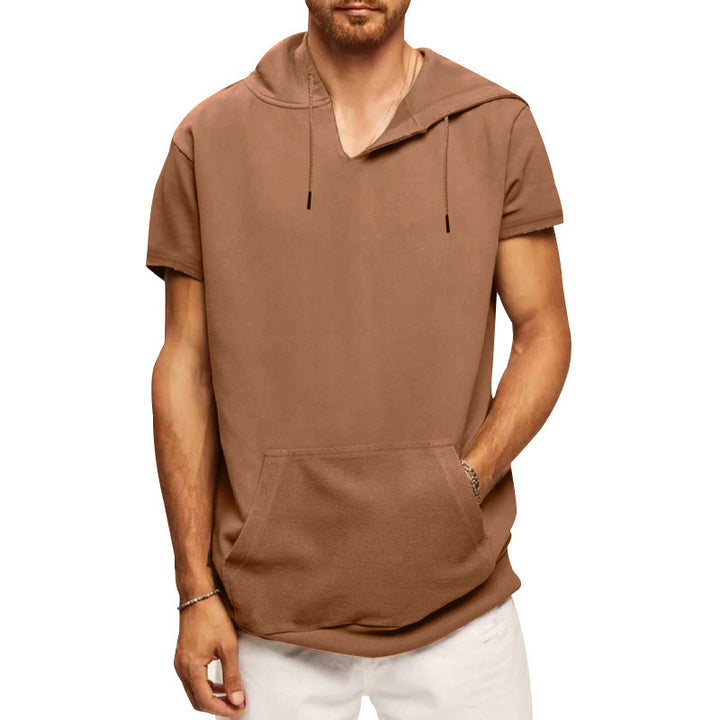 Herre afslappet hætte-T-shirt med frontlomme og moderne snit Stilla
