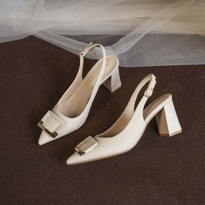 Dame spidse Slingback pumps med dekorativ spænde Stilla