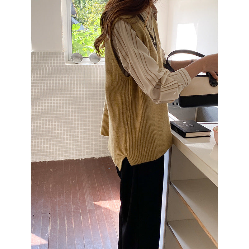 Kvinders strikket sweater vest med V-hals Stilla