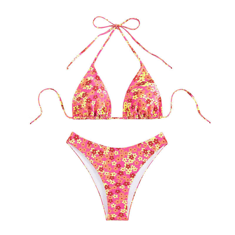 Dame triangel-bikini med raffineret blomster mønster Skovae
