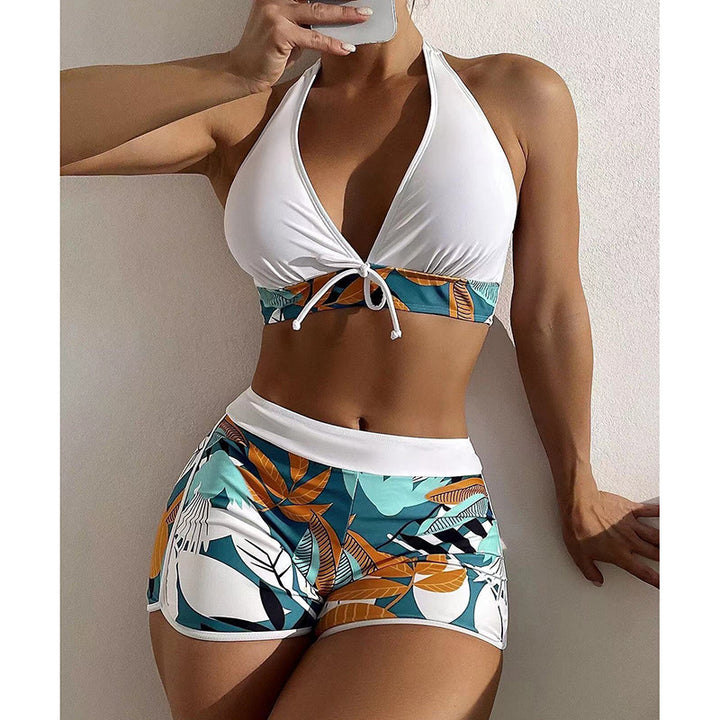 Dame bikini sæt med moderne halterneck-design og sporty high-waist-snit Skovae