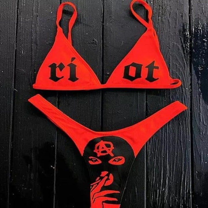 Dame Bikini-sæt med spændende grafikdesign Skovae