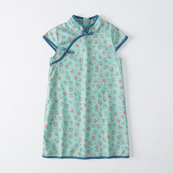 Pige Floral Print Orientalsk Kjole Stilla