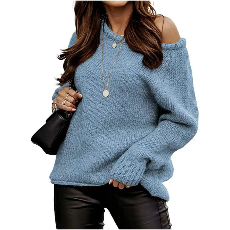 Kvinders moderne strikpullover med off-the-shoulder design og oversized pasform Stilla
