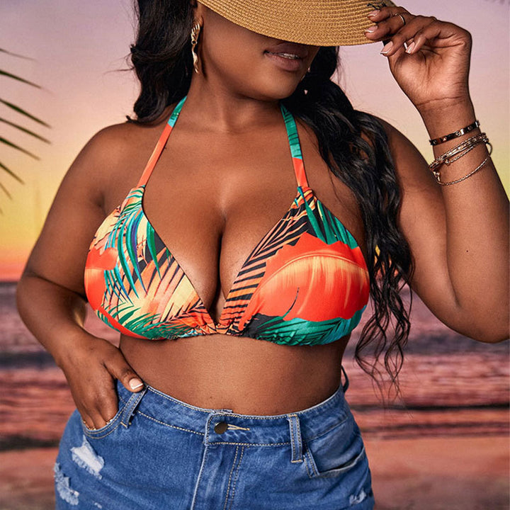 Dame triangel-bikini med blomstret design Skovae