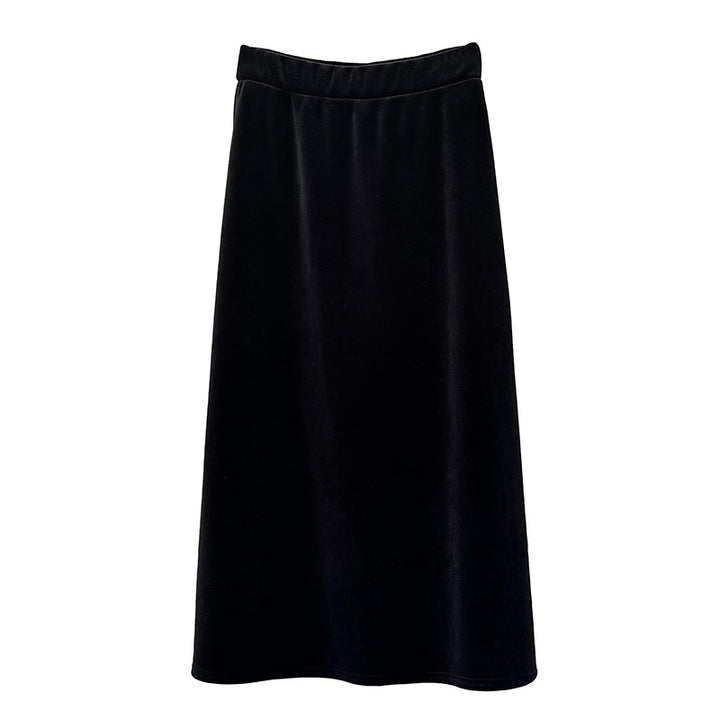 Dame Maxiskørt i blød velour med elastisk talje og elegant A-linje Stilla
