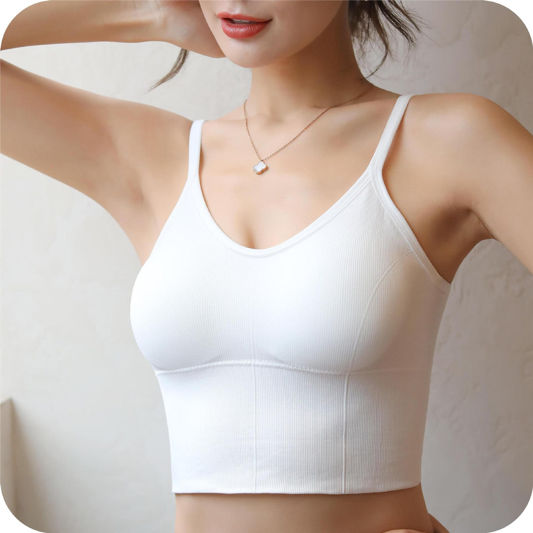 Dame Crop-Top med fin ribstruktur og justerbare stropper Stilla