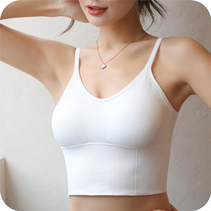 Dame Crop-Top med fin ribstruktur og justerbare stropper Stilla