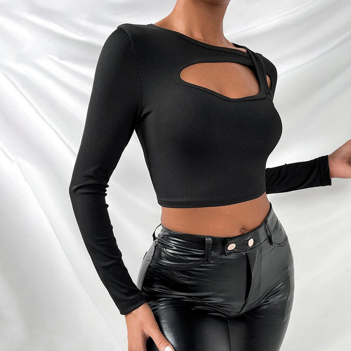 Kvinders Crop Top med Asymmetrisk Udsparingsdesign Stilla