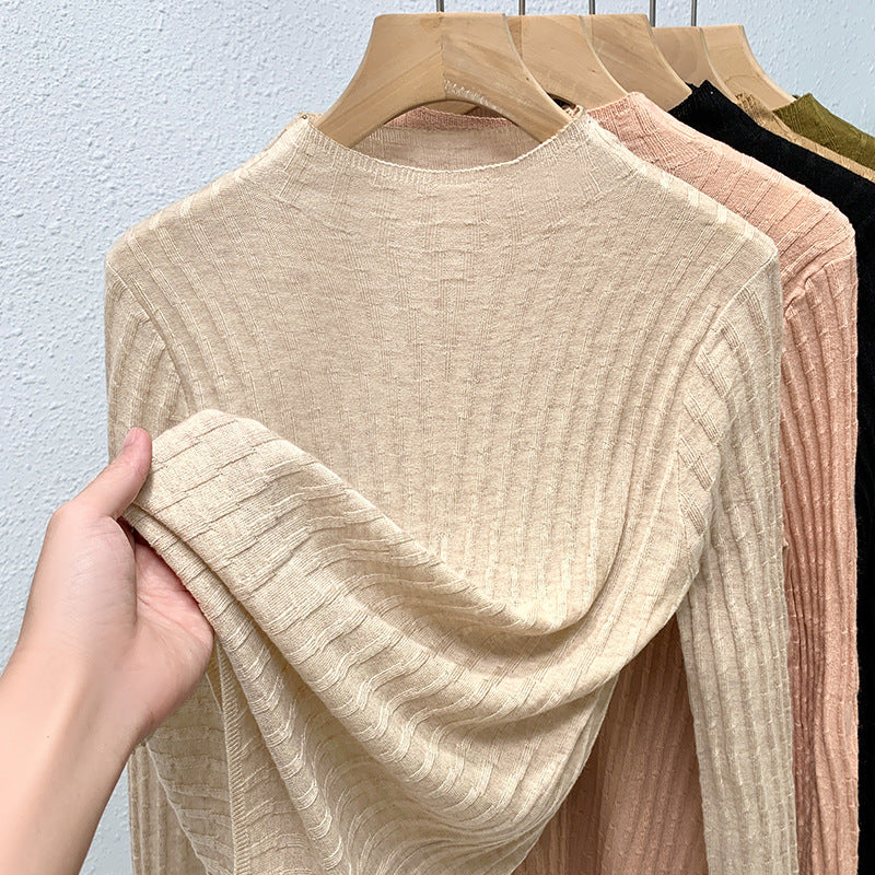 Dame Rullekrave sweater med fin ribstruktur og figurformende snit Stilla
