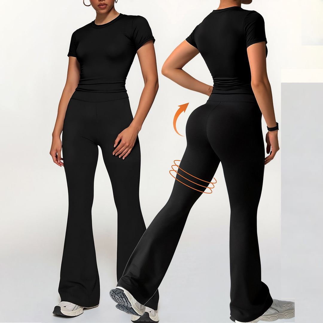 Damer Sportligt sæt med cropped top og flared leggings Skovae