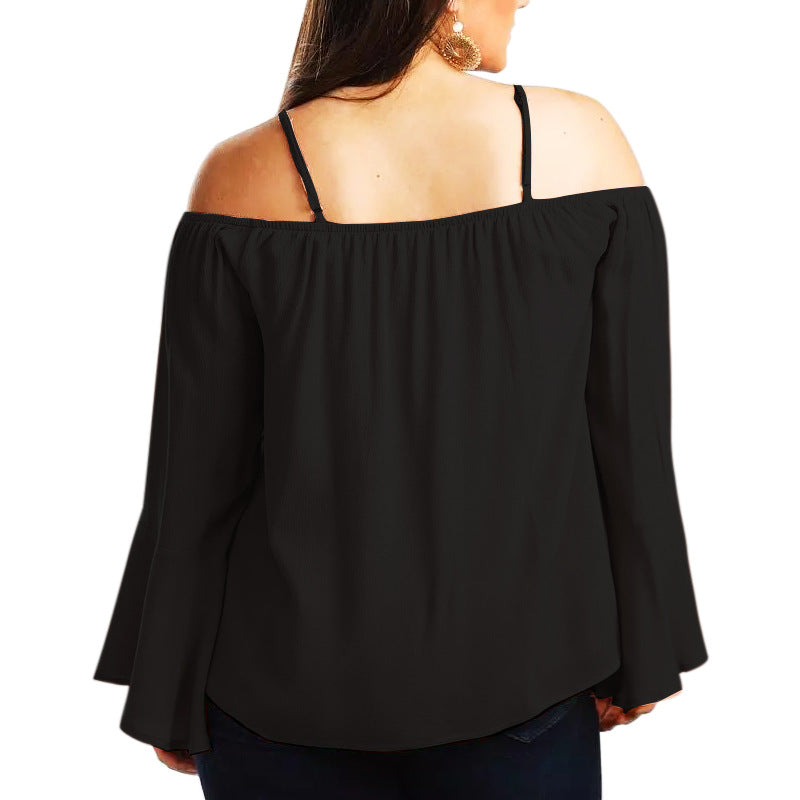 Dame Offshoulder Bluse med spidse accenter og vide ærmer Stilla